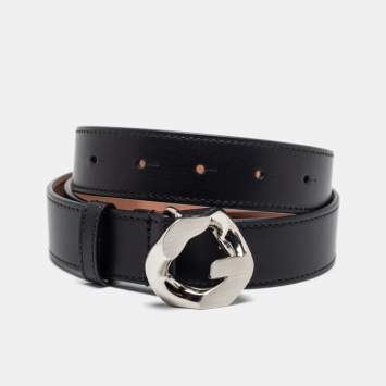 Pre Owned Givenchy Black Leather G Buckle Belt Size 80CM
