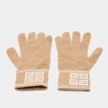 Pre Owned Givenchy Beige Wool Knit Gloves 