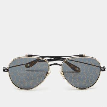 Pre Owned Givenchy Black/Gold GV7057/S 2M27Y Stars Aviator Sunglasses