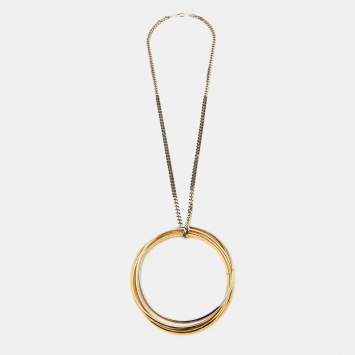 Pre Owned Givenchy Two Tone Multi Ring Long Chain Necklace