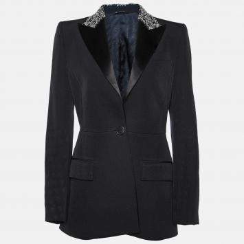 Pre Owned Givenchy Black Wool Embellished Single Breasted Blazer S