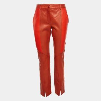 Pre Owned Givenchy Brown Patchwork Leather Pants M