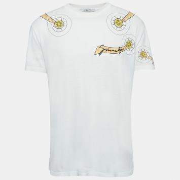 Pre Owned Givenchy White Goat Print Cotton Knit Crew Neck T-Shirt XS