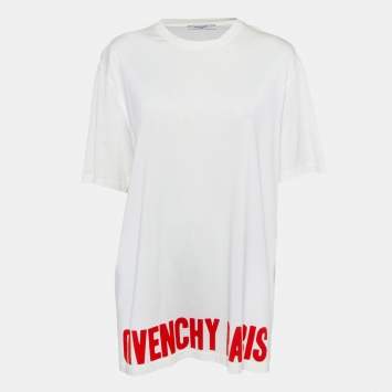 Pre Owned Givenchy White Logo Print Jersey T-Shirt M