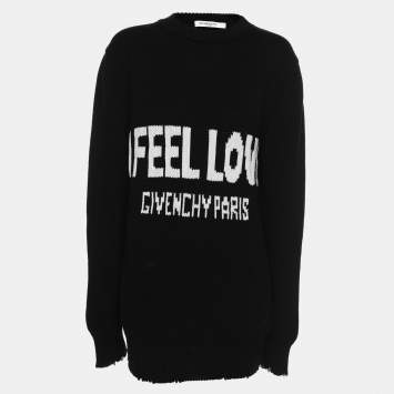 Pre Owned Givenchy Black Cotton Knit I Feel Love Crew Neck Sweater M