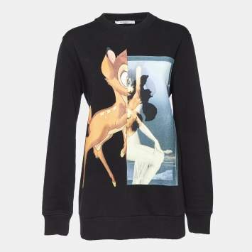 Pre Owned Givenchy Black Printed Cotton Sweatshirt XS