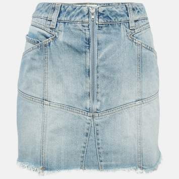 Pre Owned Givenchy Light Blue Denim Mini Skirt L Waist 31"