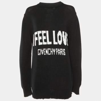 Pre Owned Givenchy Black I Feel Love Cotton Knit Crew Neck Jumper L