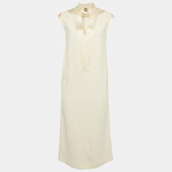 Givenchy Cream Satin Trim Crepe Short Dress S