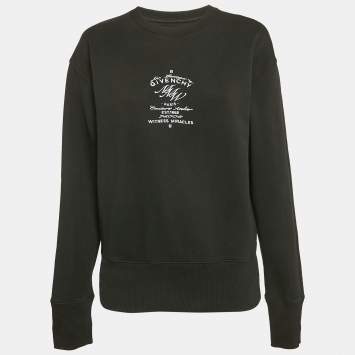 Pre Owned Givenchy Black Logo Embroidery Cotton Crew Neck Sweatshirt S