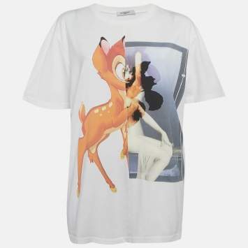 Pre Owned Givenchy x Disney White Bambi Print Jersey Crewneck T-Shirt L