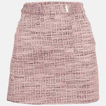 Pre Owned Givenchy Pink Monogram Jacquard Mini Skirt S