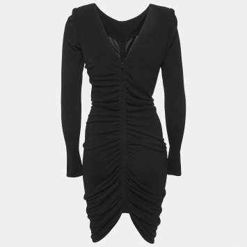 Pre Owned Givenchy Black Jersey Ruched Short Dress S