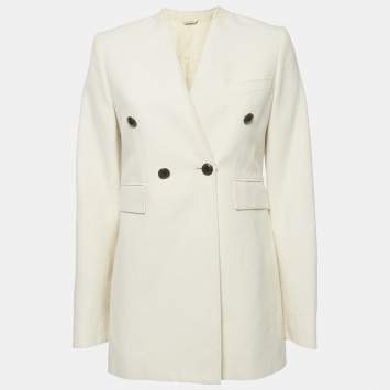 Givenchy Off-White Cotton Slub Double Breasted Blazer S