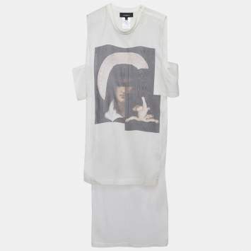Givenchy Off White Printed Silk High Low Hem Pullover XXS