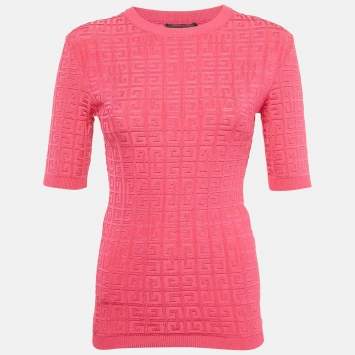 Givenchy Pink Monogram Jacquard Knit Crewneck Top S