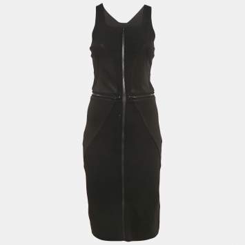 Pre Owned Givenchy Black Knit Sleeveless Zip Detail Bodycon Dress M