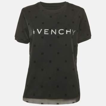 Givenchy Black Monogram Mesh and Jersey Layered T-Shirt XL