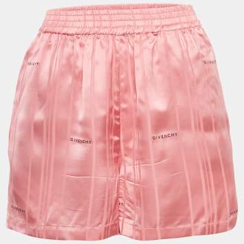 Pre Owned Givenchy Pink Logo Patterned Satin Shorts S