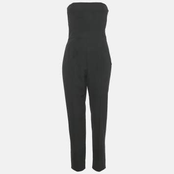 Pre Owned Givenchy Black Crepe Band Detail Strapless Jumpsuit M 
