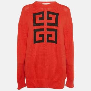 Pre Owned سترة جيفنشي محبوك رين بشعار أحمر بحجم صغير – إكسترا سمول