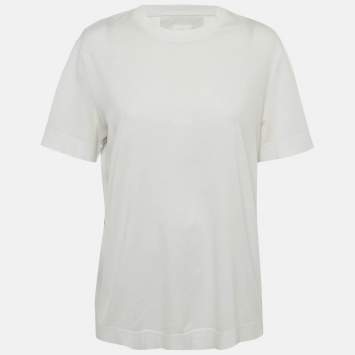 Pre Owned تي شيرت جيفنشي قطن أبيض مطبوع رقبة دائرية مقاس متوسط