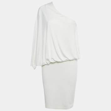 Pre Owned Givenchy White Jersey One Shoulder Short Dress M