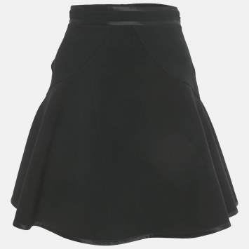 Pre Owned Givenchy Black Knit Flared Mini Skirt S