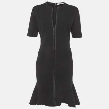 Pre Owned Givenchy Black Stretch Knit Flounce Mini Dress M