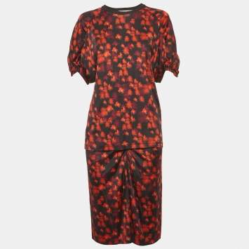 Pre Owned Givenchy Black/Red Floral Print Jersey Set M