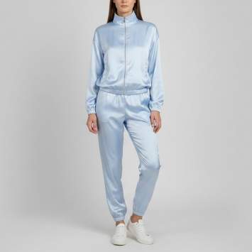 Pre Owned Givenchy Blue Nylon/Satin Logo Embroidered Reversible Jacket and Pants Set S