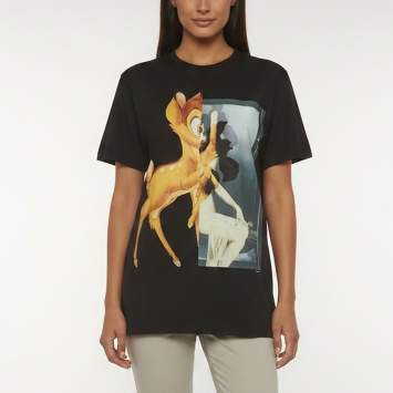 Pre Owned Givenchy X Disney Black Bambi Graphic Jersey Crewneck T-Shirt L