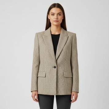Pre Owned Givenchy Beige Checked Wool Single Breasted Blazer M