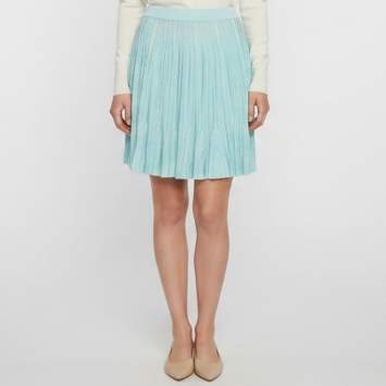 Pre Owned Givenchy Turquoise Knit Flared Mini Skirt S 