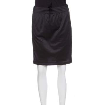 Pre Owned Givenchy Black Knit Drawstring Logo Panel Detail Skirt S