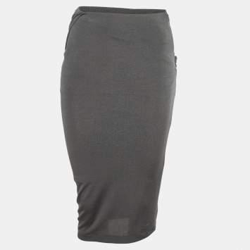 مملوكة مسبقًا Givenchy Grey Jersey Draped Zip-Up Pencil Skirt S