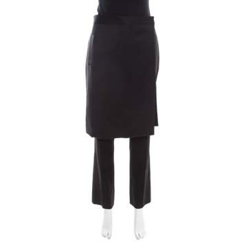 Pre Owned Givenchy Black Wool Skirt Overlay Detail Pants M