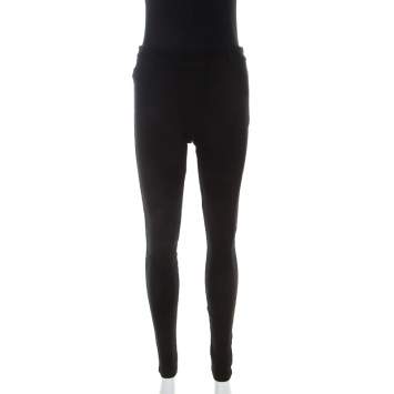 Pre Owned Givenchy Black Stretch Zip Detail Leggings S