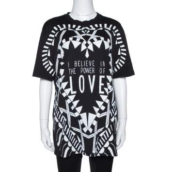 Pre Owned Givenchy Monochrome Cotton Power of Love Oversized T Shirt S
