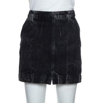 Pre Owned Givenchy Black Acid Washed Denim Mini Skirt M