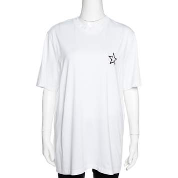 Pre Owned Givenchy White Cotton Star Print Crew Neck T Shirt M 