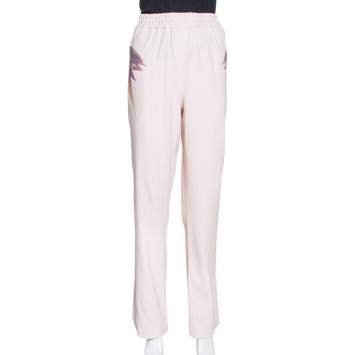 Pre Owned Givenchy Rose Pink Crepe Birds of Paradise Trousers L