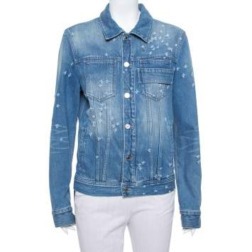 Pre Owned Givenchy Blue Denim Distressed Button Front Jacket M