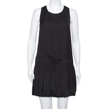 Pre Owned Givenchy Black Chiffon Cross Tie Detail Drop Waist Sleeveless Dress M