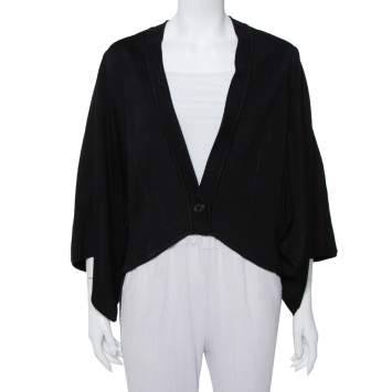 Pre Owned Givenchy Black Knit Cape Sleeve Detail Kimono Jacket M