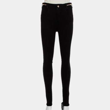 Pre Owned Givenchy Black Knit Zip Detail Leggings M