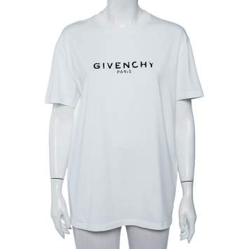 Pre Owned Givenchy White Vintage Logo Printed Cotton Oversized T-Shirt XS