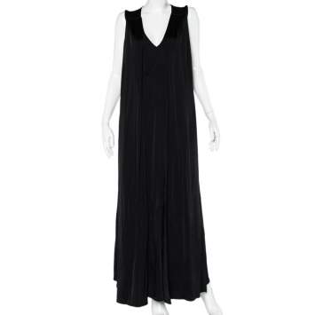 Pre Owned Givenchy Black Jersey Paneled Overlay Detail Sleeveless Maxi Dress L