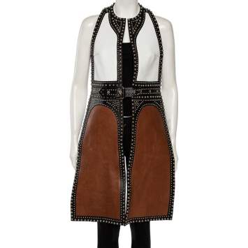 مملوكة مسبقًا Givenchy Colorblock Paneled Studded Leather Backless Vest M