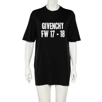 Pre Owned Givenchy Black Logo Season Print Cotton Oversized T-Shirt M